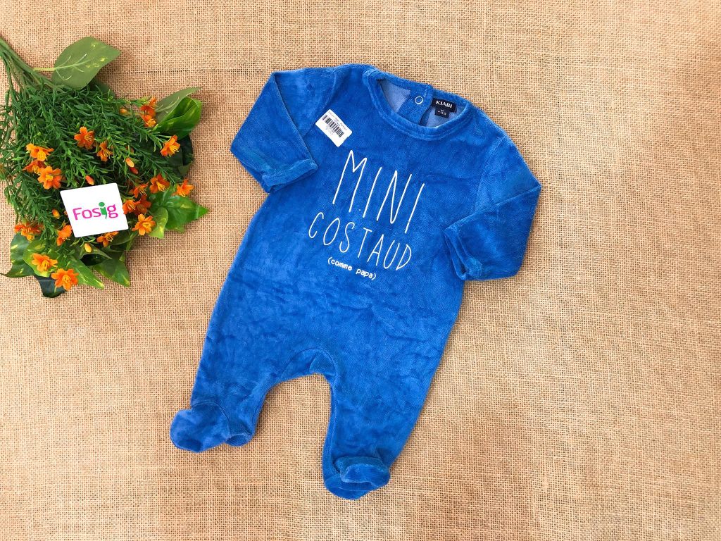  [0-9m] Sleepsuit Nỉ Kiabi Bé Trai - Xanh Biển [Mini] 