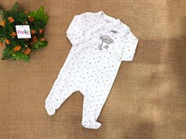  [0-1m] Sleepsuit Có Vớ Cúc Bấm Bé Trai KB - Trắng Sao Xám 