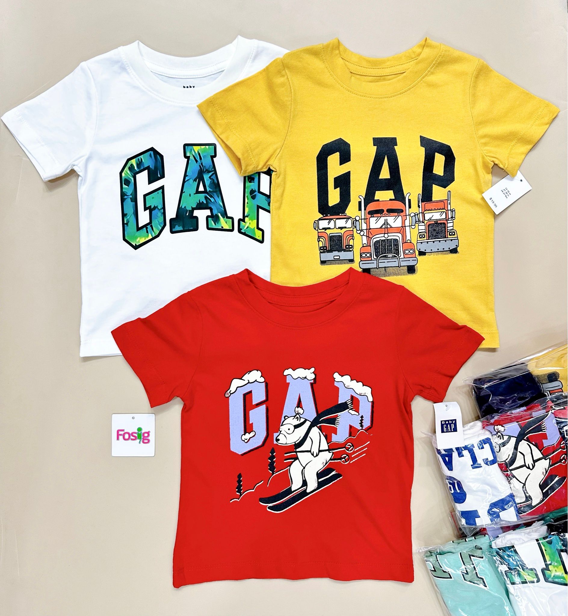 9-18kg Set 3 áo thun tay ngắn bé trai GP sang xịn mịn- S3A15