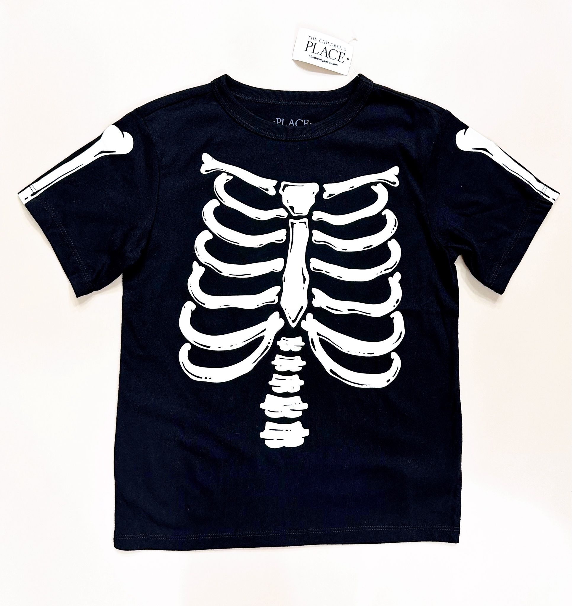 17-23kg; 45-50kg S-XL Áo thun tay ngắn bé trai PL- Đen bộ xương AT32