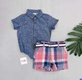  [3m-12m] Set Bộ Công Tử Bé Trai PL - Navy Họa Tiết 