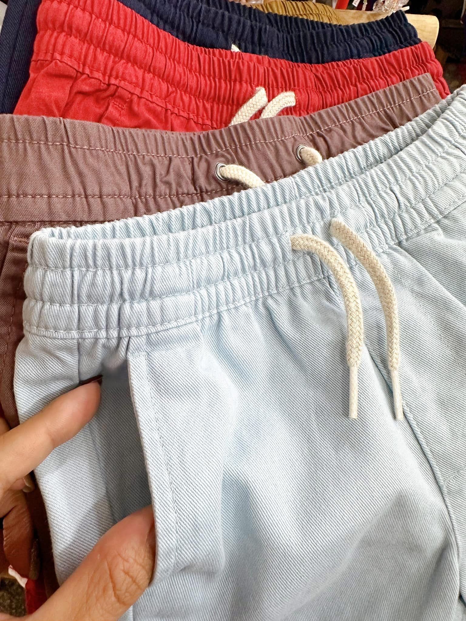 12-18kg Quần Short Kaki Lưng Thun Dây Rút Bé Trai - Xanh Trời