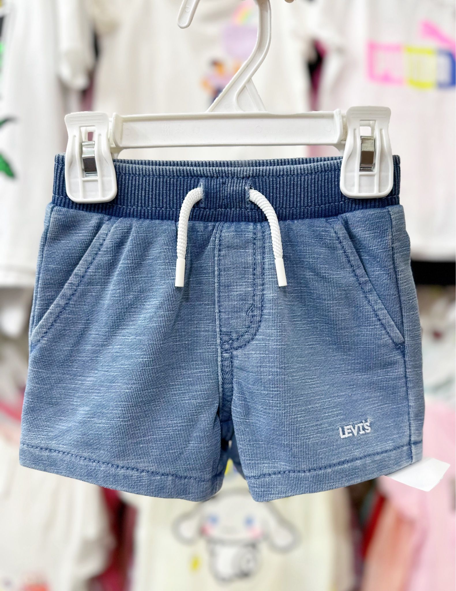 7-9kg 12M Quần short jaens L.v bé gái tăng đơ ẩn- Xanh đậm dây trắng QS02