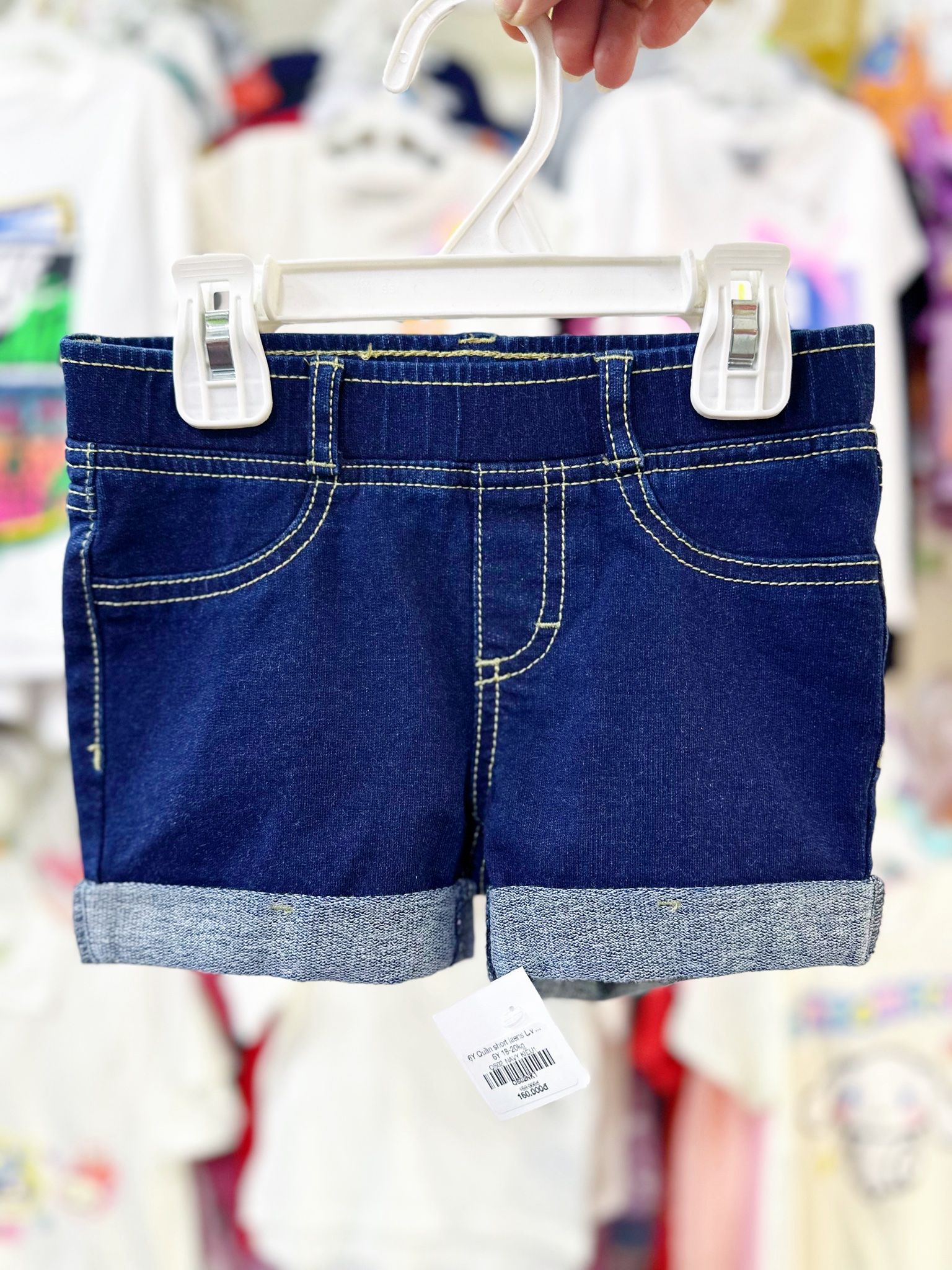 18-20kg 6Y Quần short jaens L.v bé gái tăng đơ ẩn- Navy kiểu QS02