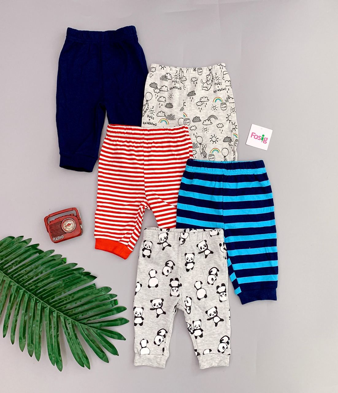  [0-6m] Set 5 Quần Dài Jogger Bé Trai Geo - Combo ngẫu nhiên 