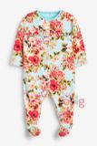  [nb-6m] Sleepsuit Baby nỉ nhung bé gái Xanh nxt Ngọc Hoa Hồng 