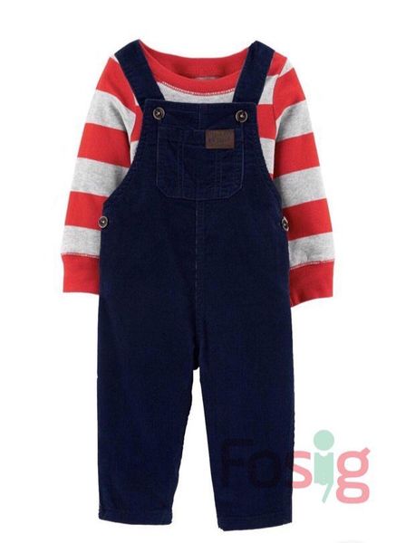  [6-9m] Set Yếm Bé Trai Cter - Navy Nhung 