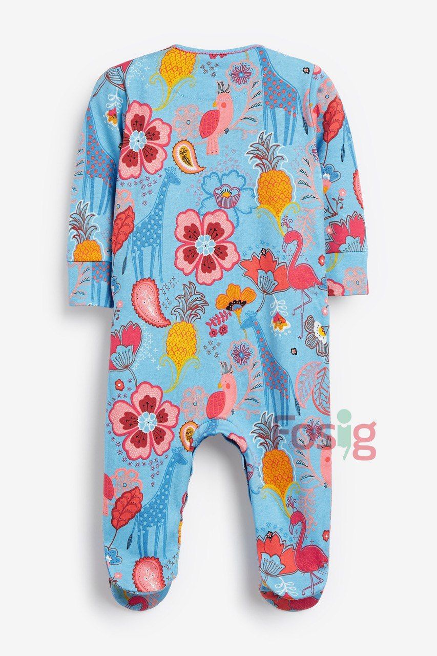  [nb-3m] Sleepsuit Baby Bé Gái - Xanh Trời Hoa 