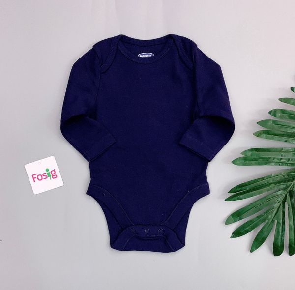  [0-6M ; 12-18M] Bodysuit Tay Dài Bé Trai ON - Navy Trơn 