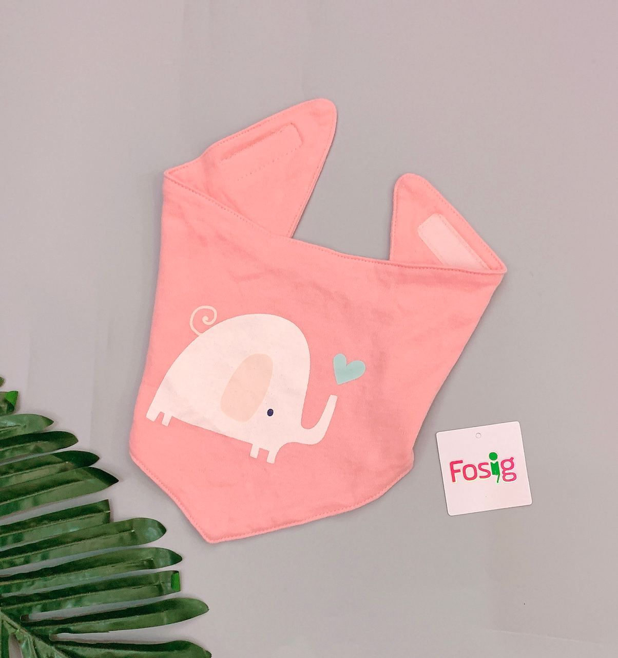 Yếm Cổ Tam Giác Bé Gái - Hồng/Voi