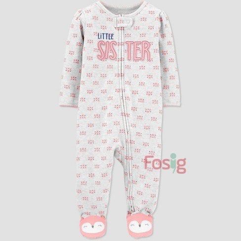 Sleepsuit Bé Gái Carter's - Xám/Hoa Sister