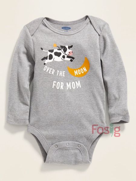  [0-12M ; 18-24M] Bodysuit Tay Dài Bé Trai ON - Xám Bò Sữa 