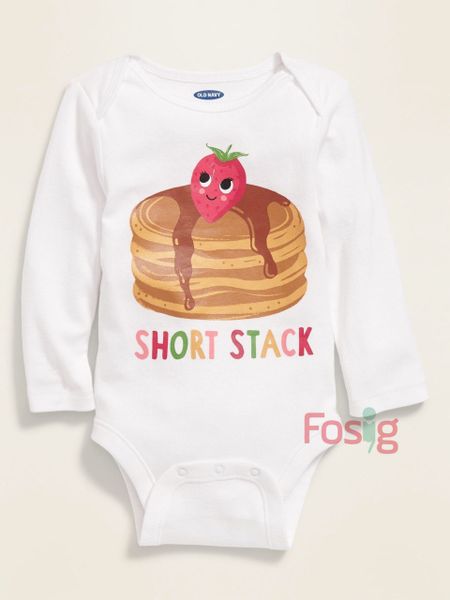  [3-6M ; 12-18M] Bodysuit Tay Dài Bé Gái ON - Trắng Dâu Bánh 