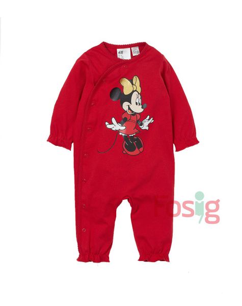  [0-2m] Sleepsuit Không Vớ Cúc Bấm Bé Gái HM - Mickey Nơ Vàng 