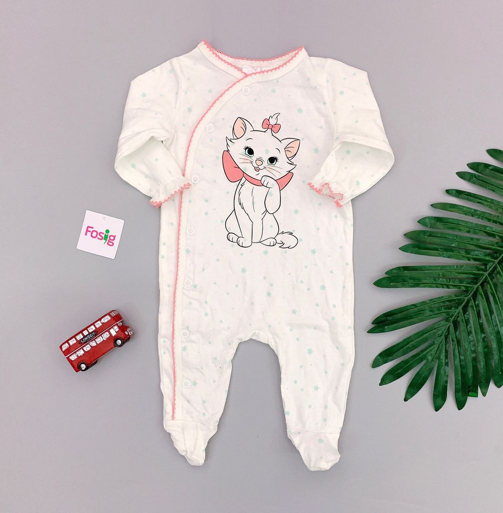  [0-2m] Sleepsuit Bé Gái HM - Trắng Mèo Sao [CV] 