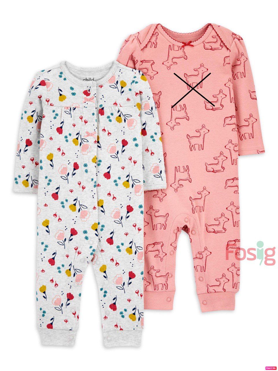 Sleepsuit Bé Gái Carter's - Xám/Hoa Màu