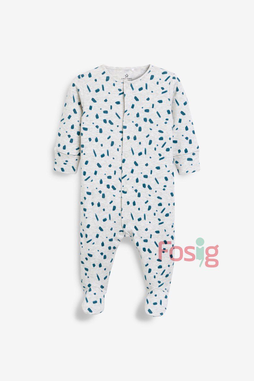  [6m] Sleepsuit Baby Bé Trai - Xám Đốm Xanh 