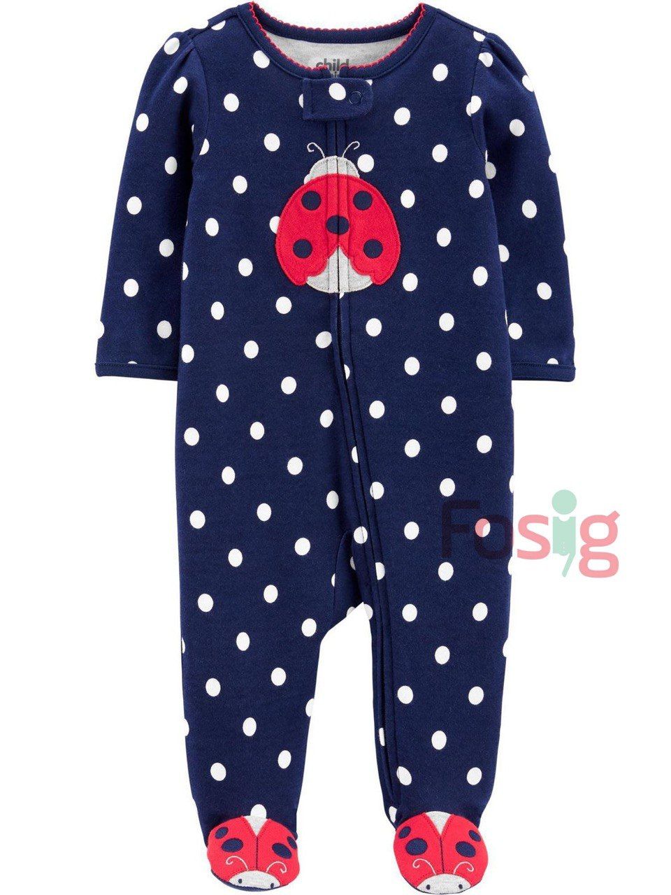 Sleepsuit Bé Gái Carter's - Navy/Chấm Bọ