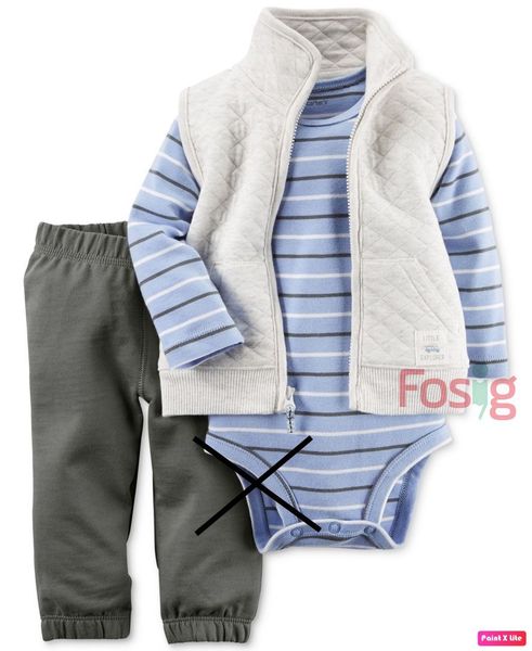  [0-3m; 9-12m] Áo Khoác Gile Cotton Bé Trai Cter - Xám Trắng 