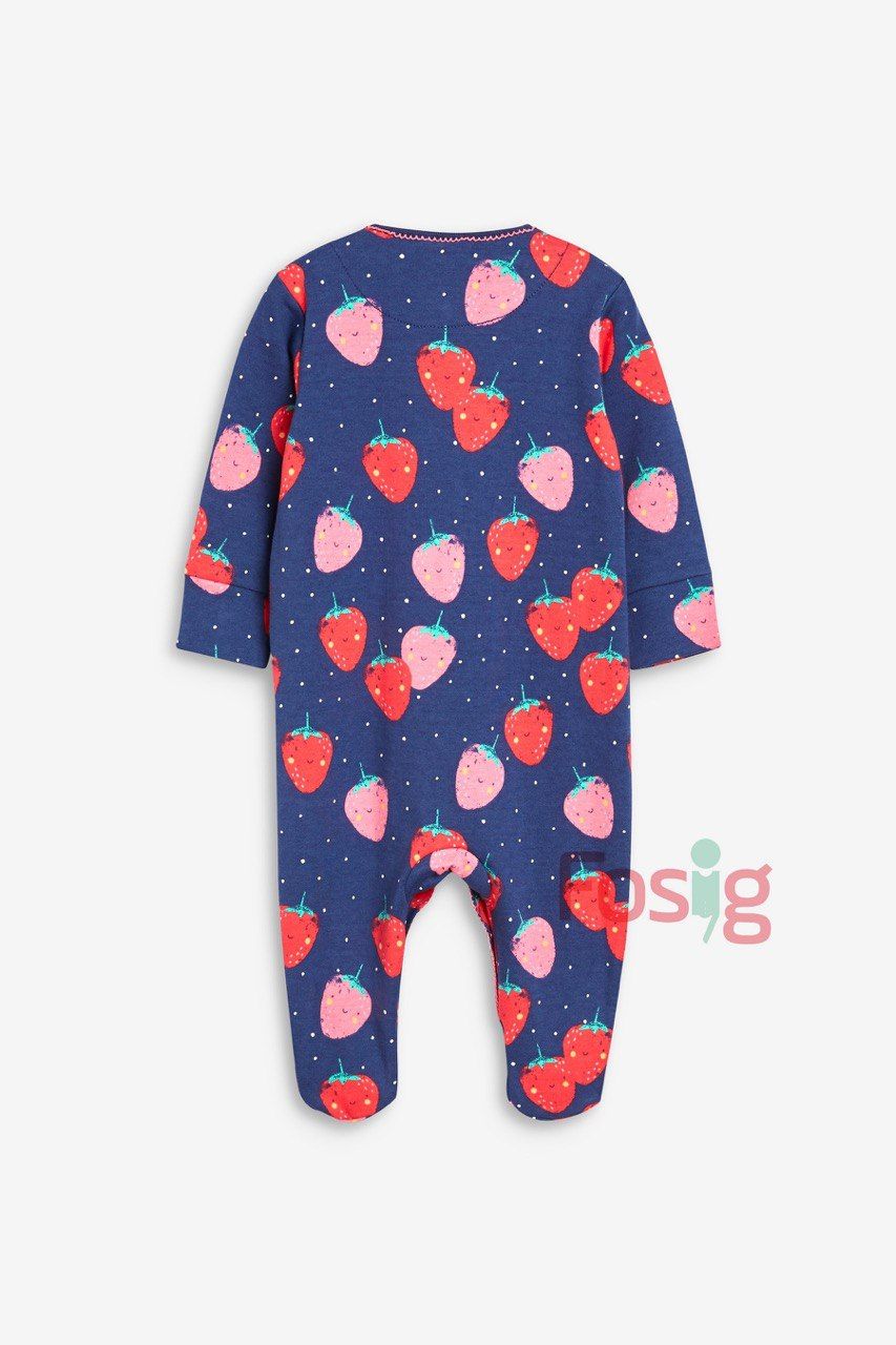  [6m] Sleepsuit Baby Bé Gái  - Navy Chấm Dâu 