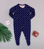  [6m] Sleepsuit Cúc Bấm Có Vớ Bé Gái Geo - Navy Tim Hồng 