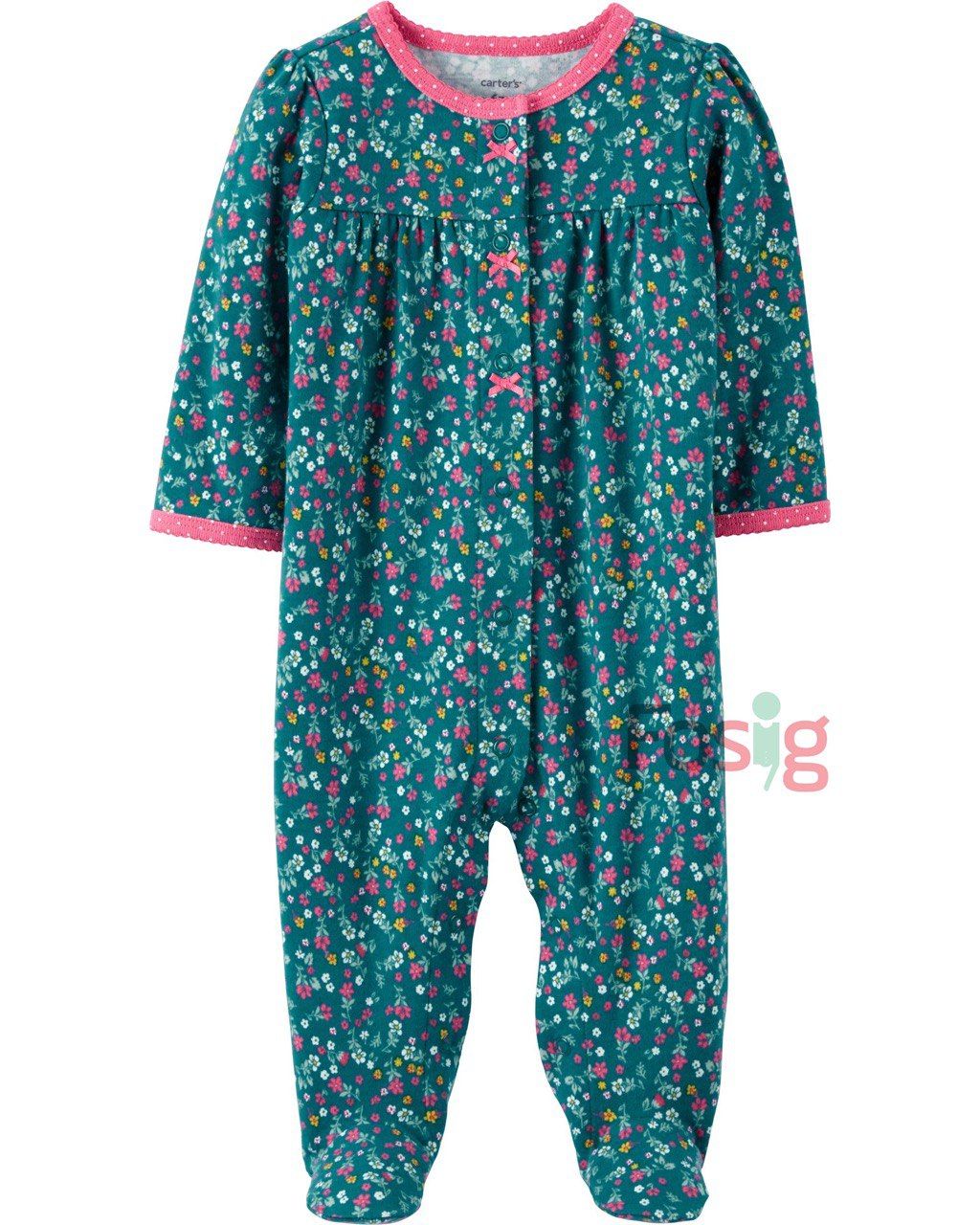 Sleepsuit Bé Gái Carter's - Xanh Bích/Hoa