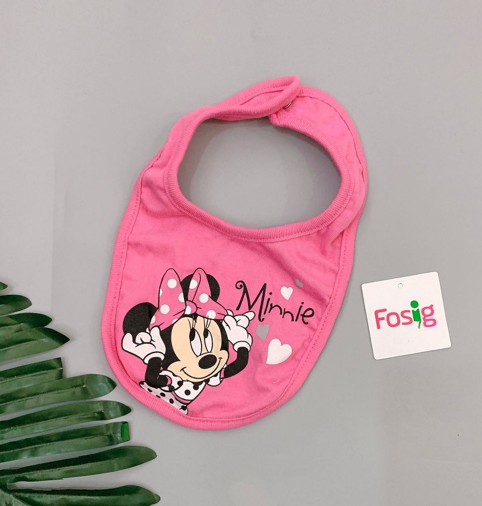 Yếm Cổ Tròn Bé Gái - Hồng/Mickey