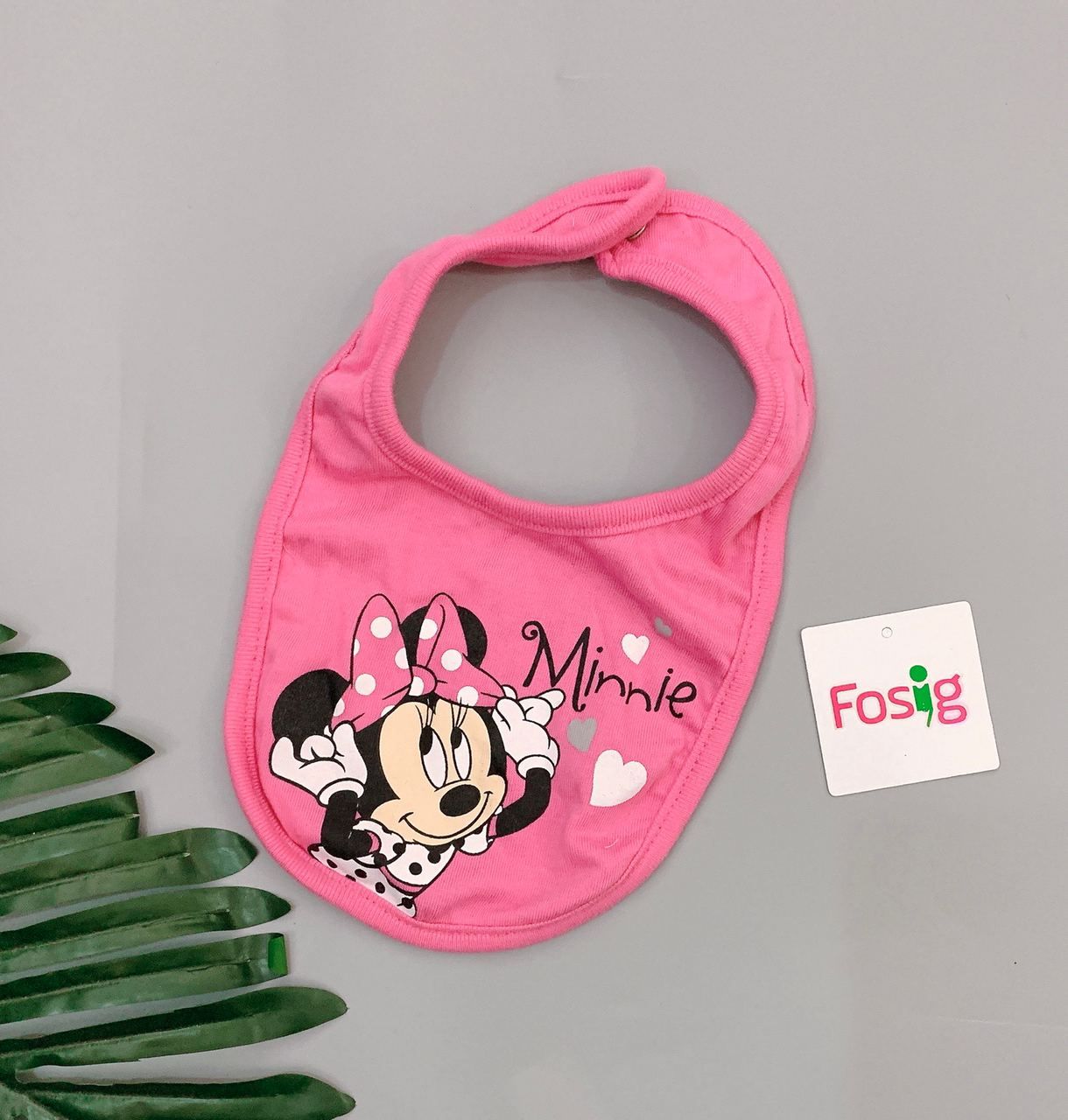 Yếm Cổ Tròn Bé Gái - Hồng/Mickey