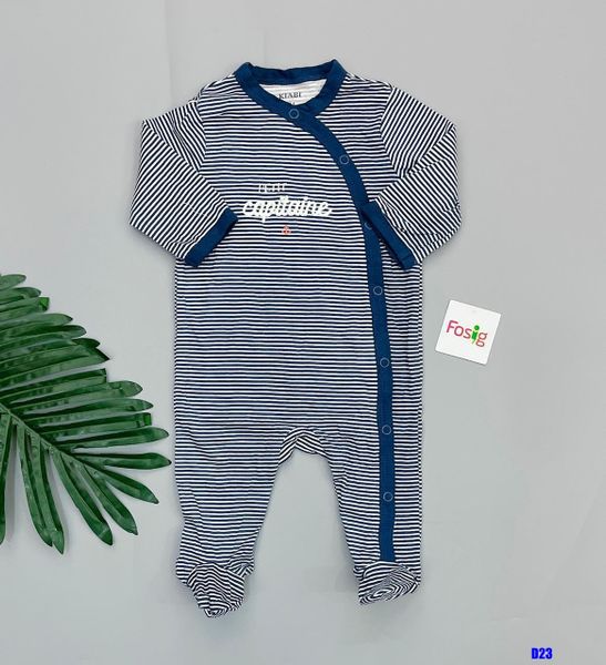  [9-10kg] Sleepsuit Gài Nút Có Vớ Bé Trai KB - Sọc Xanh Capitaine 