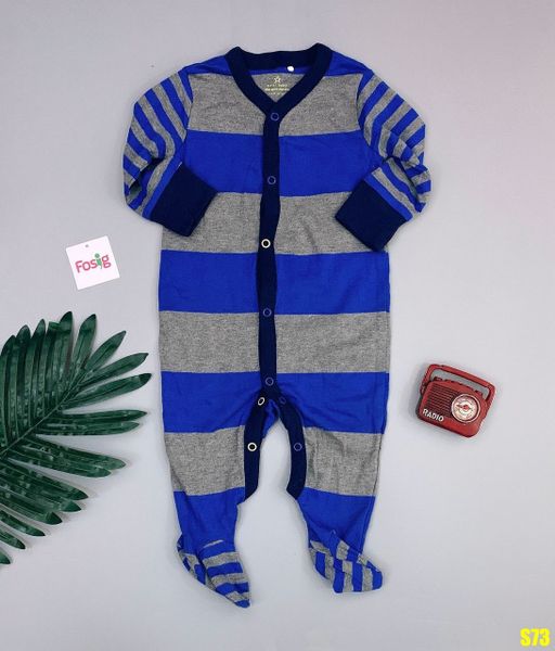  [6m] Sleepsuit Bé Trai Next Baby - Xanh Sọc Xám 