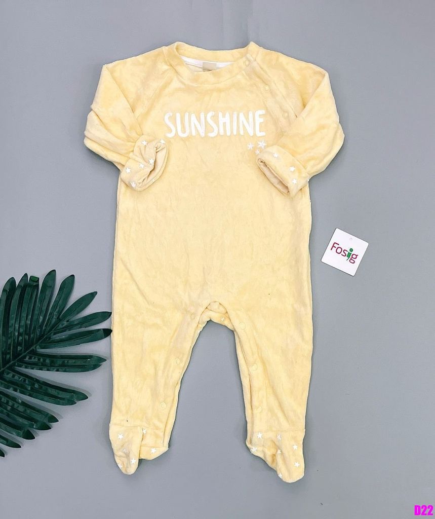  [3-6m] Sleepsuit Nỉ Có Vớ Bé Trai TX - Vàng Sunshine 