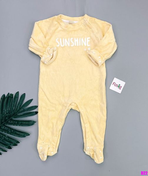  [3-6m] Sleepsuit Nỉ Có Vớ Bé Trai TX - Vàng Sunshine 