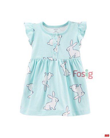  [0-9m] Đầm Cotton Cánh Tiên Bé Gái Cter - Xanh Thỏ 