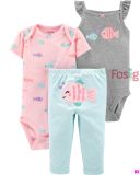  [0-3m; 18-24m] Set 3 Bé Gái Cter kqct - Hồng Xám Cá 