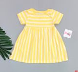  [0-3m] Đầm Cotton Tay Ngắn Bé Gái ON - Sọc Vàng Nhạt 