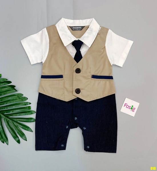  [5-9kg] Set Giả Vest Công Tử Bé Trai BGB - Nâu Cavat Navy H0055 