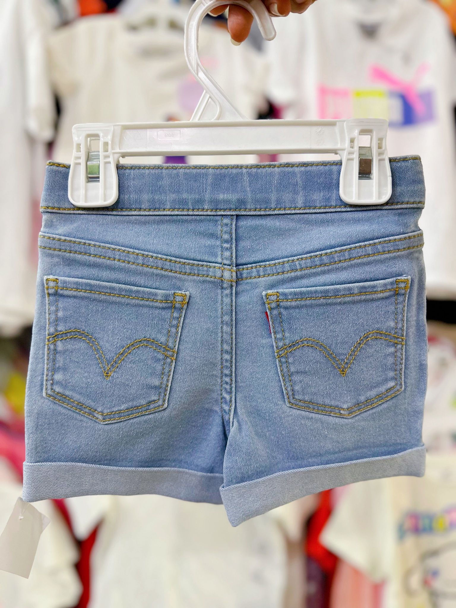12-14kg; 18-20kg 3Y-6Y Quần short jaens L.v bé gái tăng đơ ẩn, đai trơn- Xanh đai trơn NĂM QS02