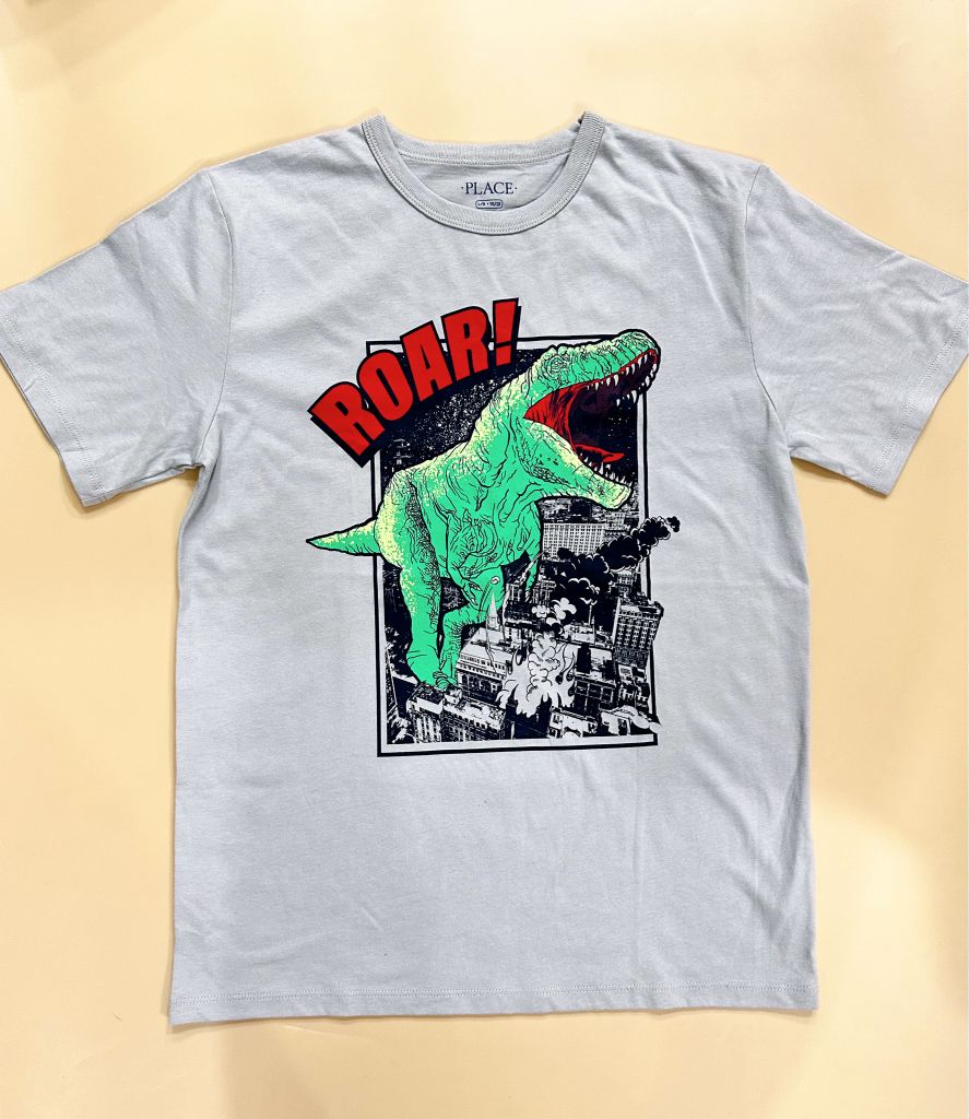 39-44kg L Áo thun tay ngắn bé trai PL- Xám KL Roar AT32