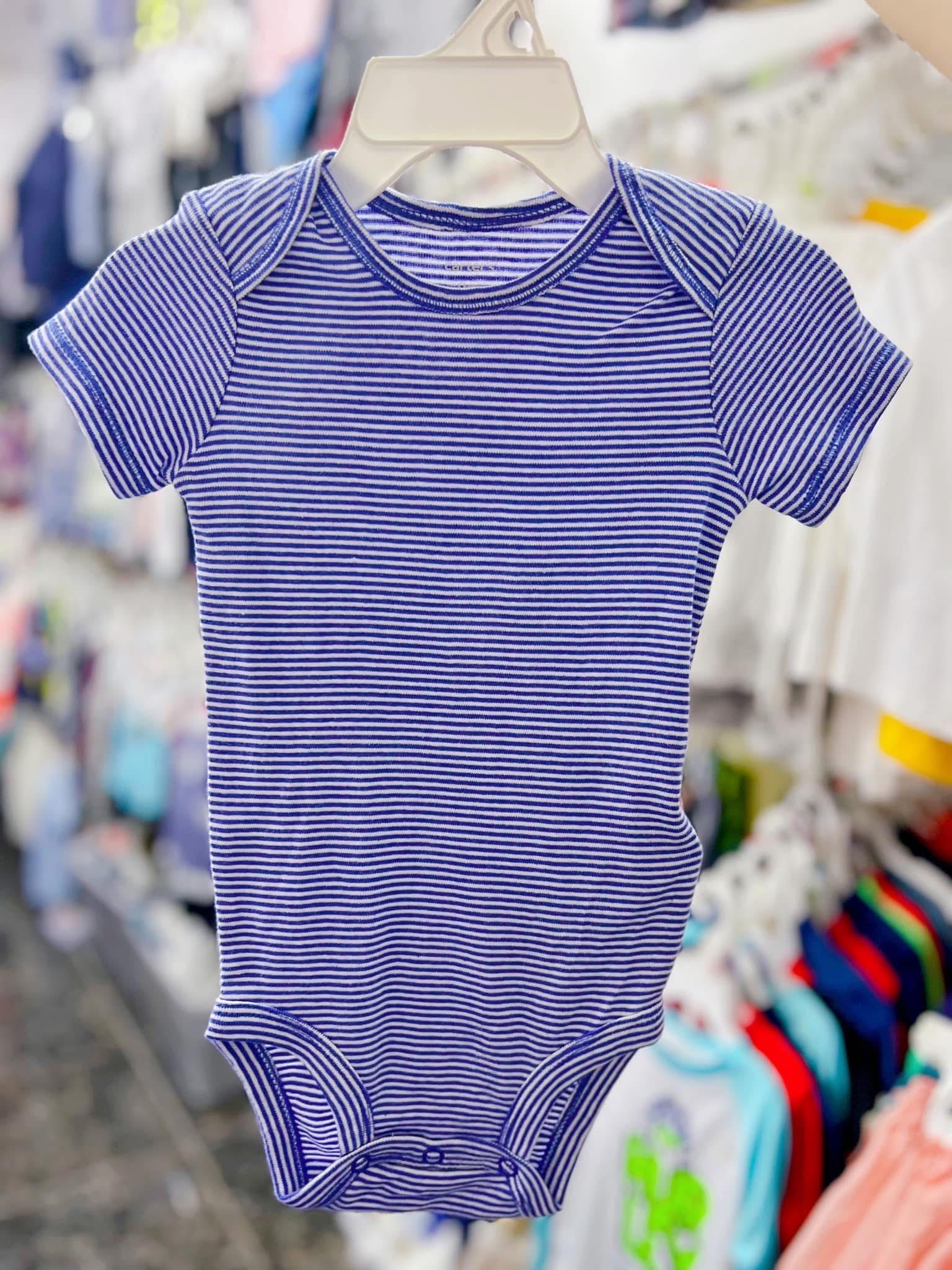 12-13kg; 18M-24M Bodysuit Tay Ngắn Bé Trai Cter50- Sọc xanh dương trắng D27