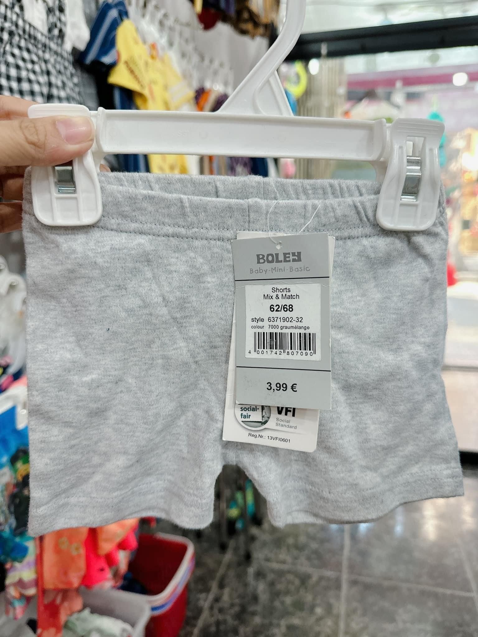  [3-6m] Quần Short Cotton Bé Trai QSBT - Xám Nhạt 