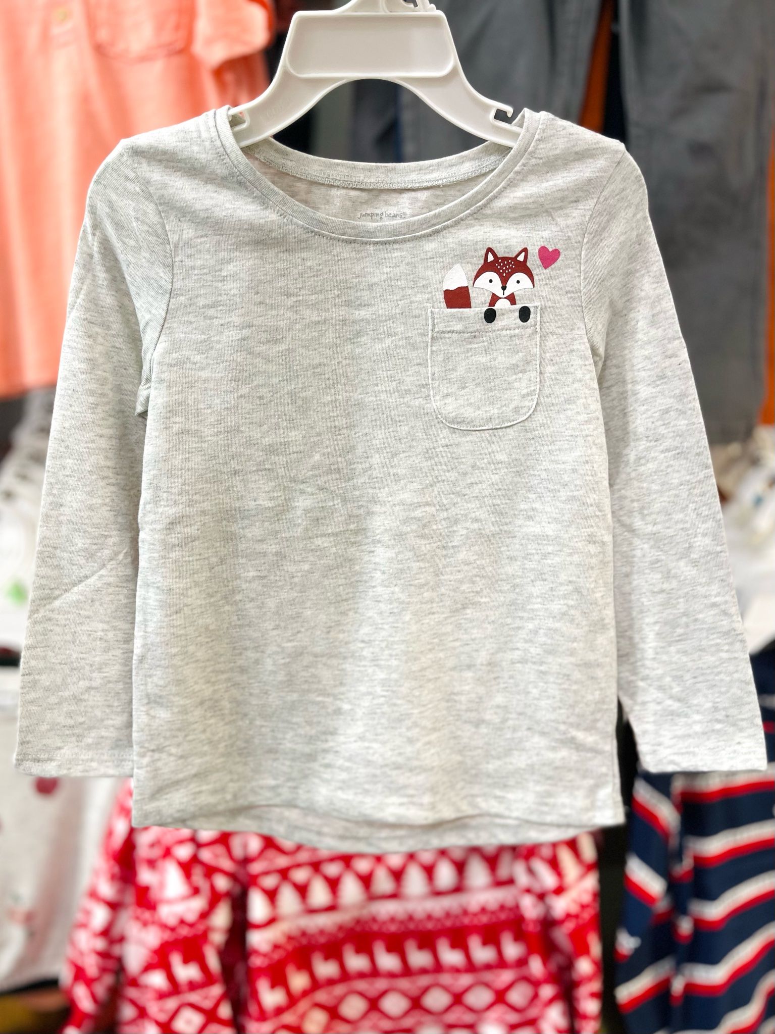 15-17kg; 3T-4T Áo thun tay dài bé gái JB- Xám cáo A113