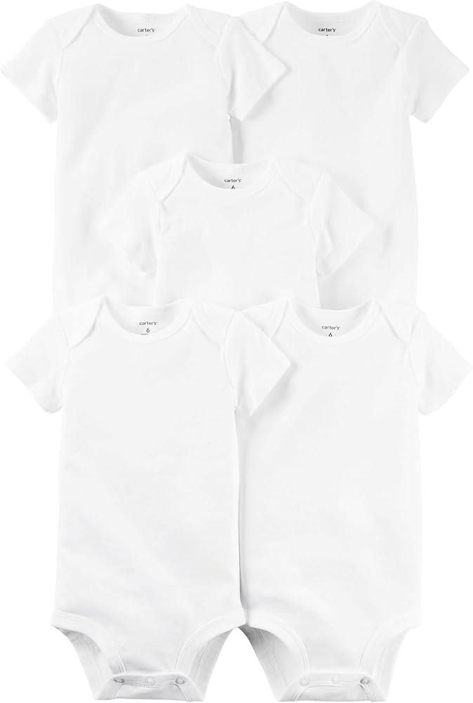 Set 5 bodysuit Cter tay ngắn trắng trơn cho bé