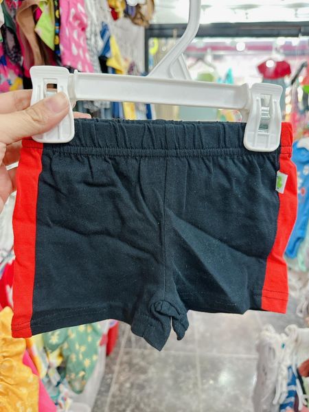  [3m-9m] Quần Short Cotton Bé Trai QSBT - Đen Viền Đỏ 