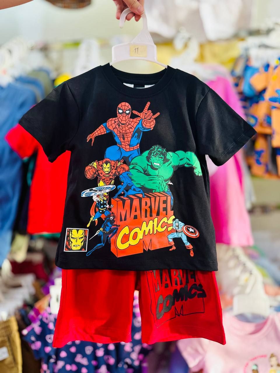 2T-10T Đồ bộ ngắn H..M form manly, thoáng mát cho bé trai- Đen marvel Comics DB81T