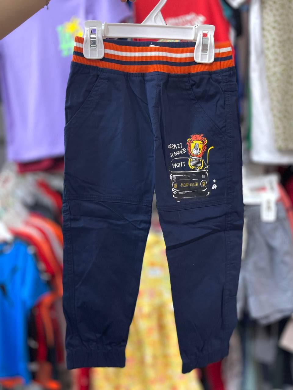 14-16kg; 3T-4T Quần dài kaki bé trai có dây rút- Navy đai cam QD07