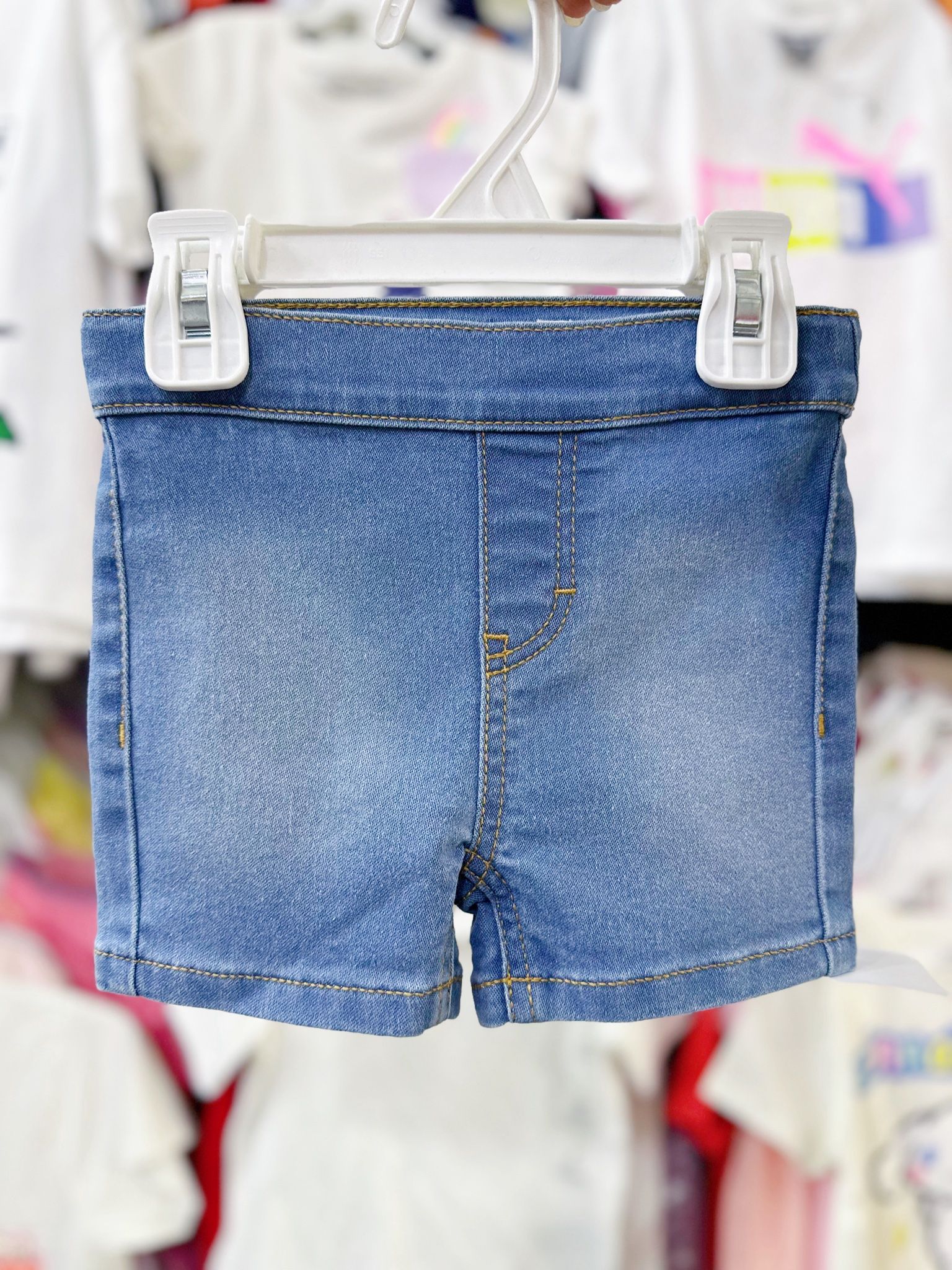 12-14kg; 18-20kg 3Y-6Y Quần short jaens L.v bé gái tăng đơ ẩn, đai trơn- Xanh đai trơn Bốn QS02