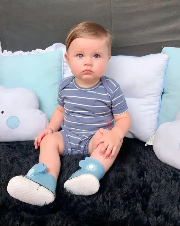 4-13kg; 3M-24M Bodysuit Tay Ngắn Bé Trai Cter50- Xanh xám sọc xanh D27