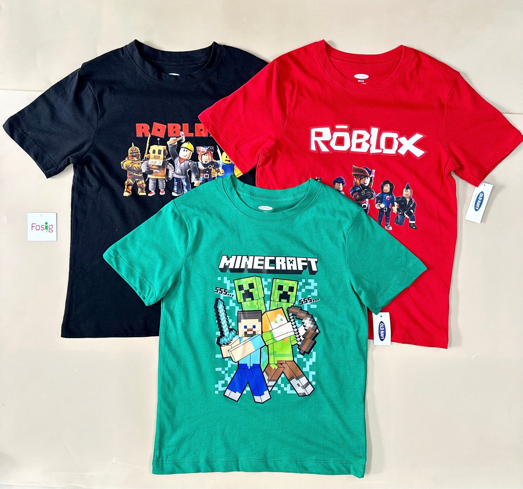 25-30kg; 35-45kg XS-2XL Set 3 áo ROBLOX, áo minecraft tay ngắn xịn. Tự tin, Cực ngầu- S3A17