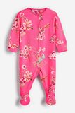  [nb-3m] Sleepsuit Baby Bé Gái - Hồng Đậm Hoa 