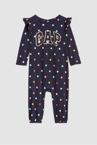  [0-6M] Sleepsuit Baby Gp Bé Gái - Xanh Navy Chấm Bi 